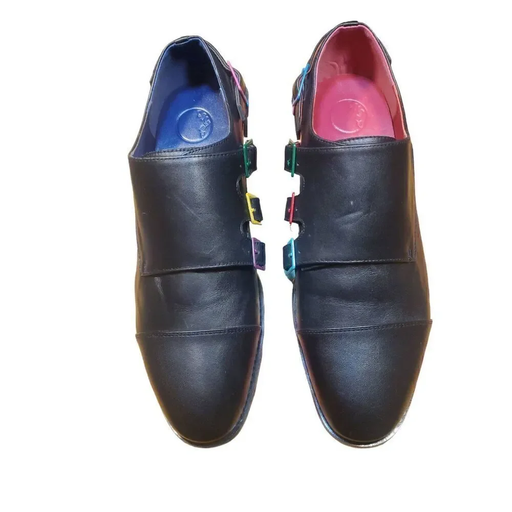 Adrian Mens Leather Buckled Shoes Size 7.  NO BOX